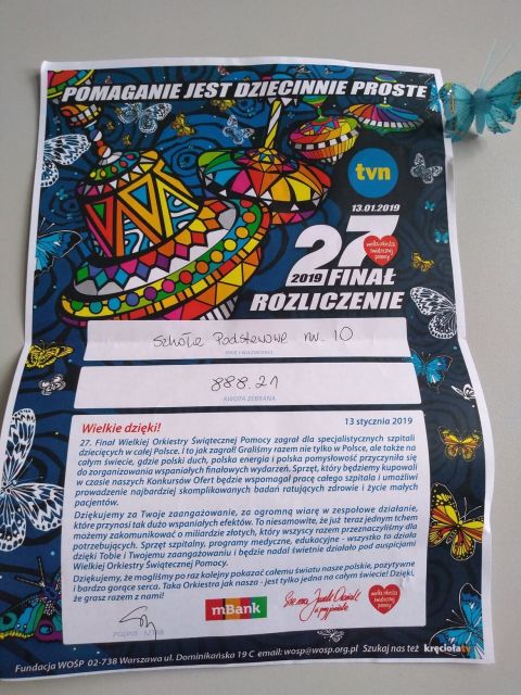 WOŚP  w „Dziesiątce”