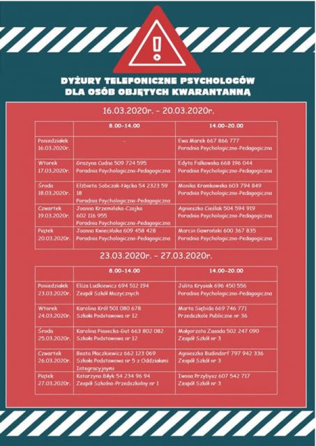 Pomoc psychologiczna w czasie kwarantanny 