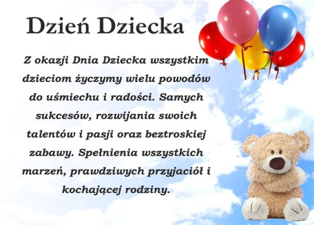 Życzenia z okazji Dnia Dziecka 